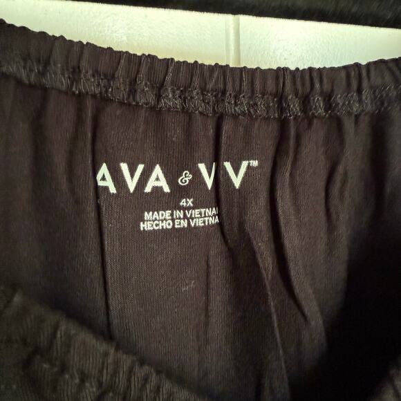 Ava & Viv Womens Top Sz 4X Black Short Flutter Sleeve Ruched Middle V-Neck Knit - Picture 6 of 7